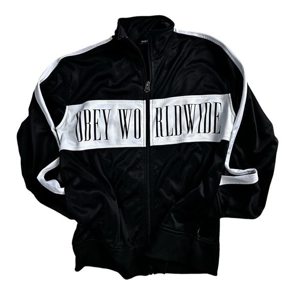 OBEY Worldwide Black and White Long sleeves Jacket Size Medium - Picture 2 of 7